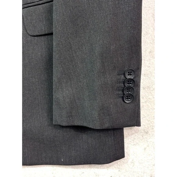 Banana Republic 42R 35x30 2pc Pant Suit Charcoal 100% Wool Modern Slim Fit Mens